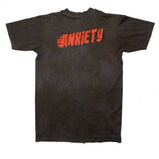 Vtg 90s Thrashed Distressed Faded Black Hanes Single Stitch Anxiety T - Shirt Sz M