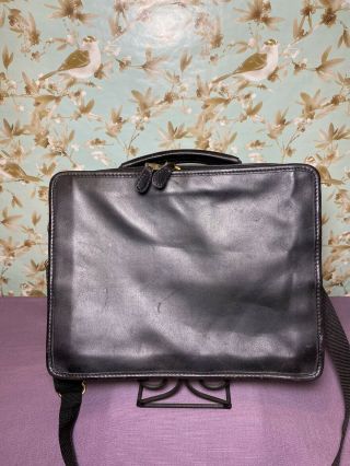 Coach Vintage Black Leather Padded Laptop Briefcase Messenger Bag