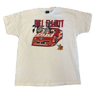 Vintage 90s Nascar Bill Elliott Budweiser Beer Ford Racing Graphic Shirt 2xl Xxl