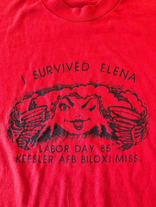 Hurricane Elena T Shirt Vintage 80s 1985 I Survived Labor Day Biloxi Mississippi