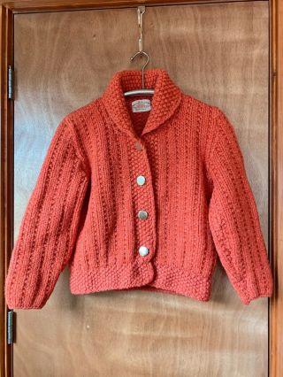 Vintage 60s 70s Red Wool Cardigan Button Up Sweater Xs/s