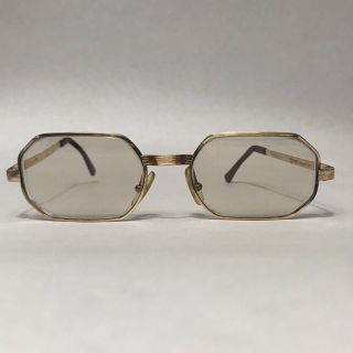 Vtg 14k Gold Cottet Hexagon Eyeglass Frames Glasses 50/18 - 5 1/2 20/000 Spectacle