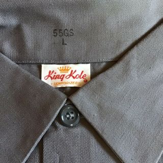 VTG NOS 50s “KING KOLE”Gray Twill Sanforized Short Sleeve Work Shirt Sz L 1 2
