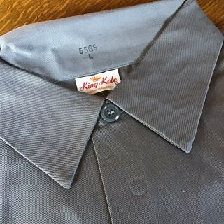VTG NOS 50s “KING KOLE”Gray Twill Sanforized Short Sleeve Work Shirt Sz L 1 3