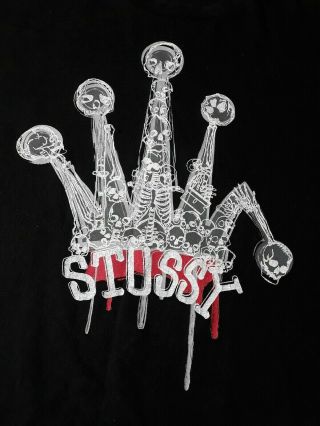 Vintage Stussy Mens T - Shirt Large Graphic Spellout Skulls Black Streetwear