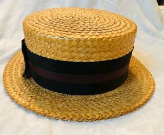 Very Rare Vintage Antique Early 1900’s Fedora Straw Skimmer / Boater Hat