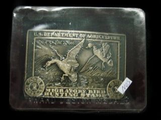 Ti01163 Nos Vintage 1984 Migratory Bird Hunting Stamp Solid Brass Buckle