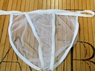 Nos Sheer See Through Sissy High Ct String Bikini Panties Panty Wedding White Xl
