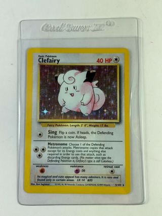 Clefairy 5/102 Base Set Unlimited Pokemon Card Near Rare Holographic 1999