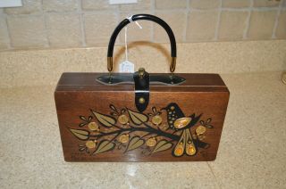 Vintage Enid Collins Money Tree Wood Box Purse Retro Bag 1965 Box Case