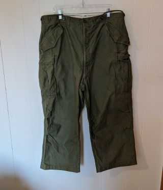 Vtg 50s Mens L Long M - 51 M 1951 Green Army Military Trousers Shell Cargo Pants