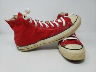 Vintage Made In Usa Converse All Star Chuck Taylor Red High Tops Shoes Size 13
