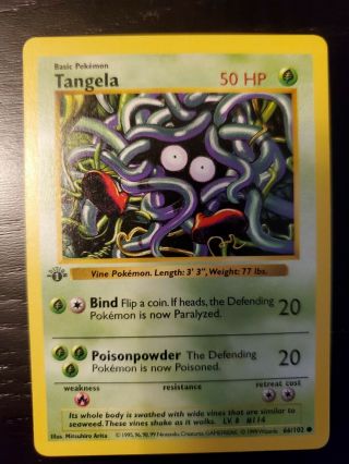 Pokemon Base Set Tangela First Edition 1st Shadowless Rare 1999