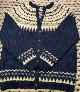 Vintage Wool Sweater Hand Knit Norway Norsk Handsteikk A.  S Bergen Women 