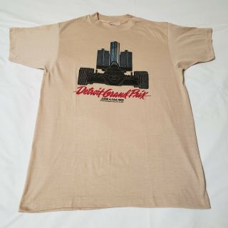Vintage Detroit Grand Prix T - Shirt By Hanes,  June 4,  5&6,  1982,  50/50 Combed,  Usa.