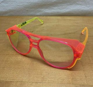 Vintage American Optical Aerosite Neon Pink Green Yellow Z87 Glasses Ao Safety