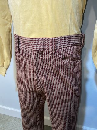 Vtg 50s 60s Mens 35 29 Houndstooth Pants Polyester No Iron Plaid Mid Century Mod