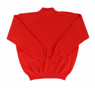 Vtg 80s United Colors Of Benetton Men 50 " Chest Lambswool Turtleneck Sweater Red