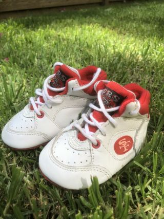 49ers Vintage White Leather Baby Shoes.  Size 2 Open To Offers