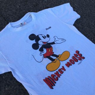 Vintage 70s Mickey Mouse Disney Florida Paper Thin 50/50 T Shirt Sherry Miami 2