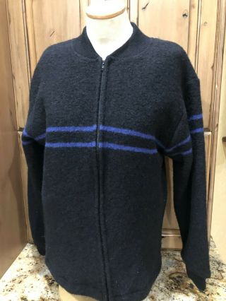 Men’s Burton Snowboard Sz M Wool Ski Sweater Black Zip Up Jacket Black Blue