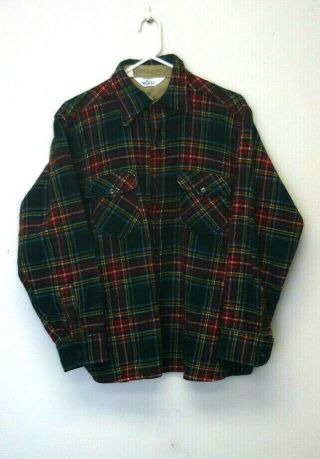 Vintage Woolrich Mens Wool Blend Plaid Flannel Button Front Shirt Size Xl