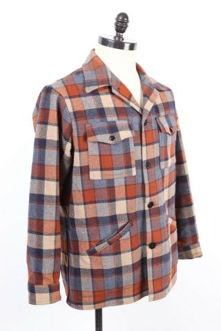 Vintage 70s Pendleton Wool Plaid Hunting Coat Jacket Usa Mens Size Large