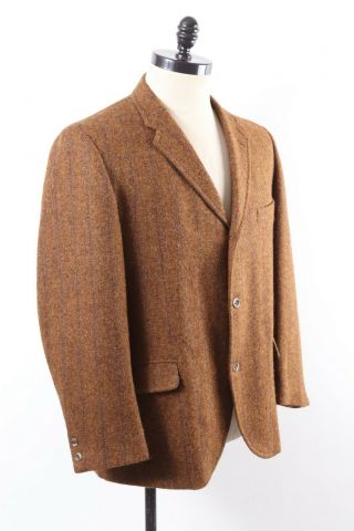 Vintage 60s Harris Tweed Wool 3 Button Sport Coat Blazer Jacket Mens Size 46