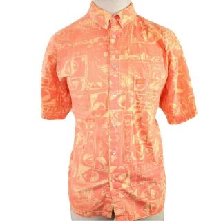 Vintage Quiksilver Hawaiian Vacation Aloha Neon Orange Shirt Mens Xl Surf Retro