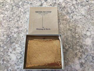Vintage Whiting & Davis Gold Tone Mesh Mates Tri - Fold Wallet With Coin Purse