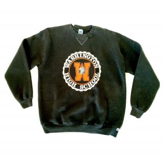80s Vintage Black High School Sweatshirt Washington Warriors Sioux Falls Sd L/xl