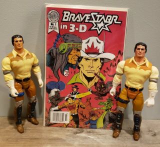 1986 Marshall Bravestarr 8 " Action Figures W/ 1987 1 3d Comic Book Set