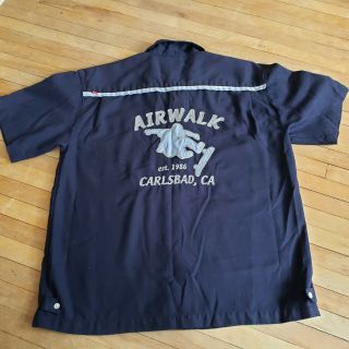 Vintage Airwalk Carlsbad Ca Ollie Skateboard Button Up Bowling Shirt Large (wj46)