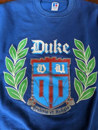 Vintage Duke University Sweatshirt 1980s Russell Athletic Sz Xl Rare