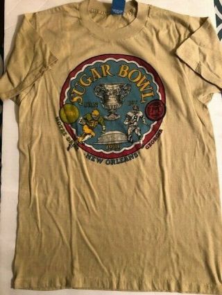 Vintage 1981 Sugar Bowl Notre Dame Georgia T - Shirt Size L 50/50 Made In Usa