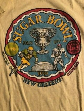 vintage 1981 Sugar Bowl Notre Dame Georgia t - shirt size L 50/50 made in USA 2