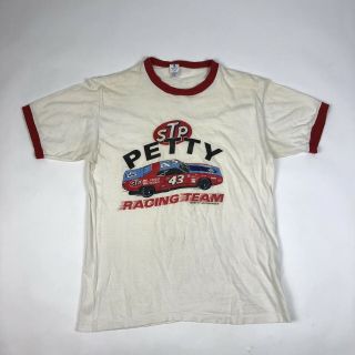 Vintage 60s 70s Richard Petty Stp Racing Ringer Velva Sheen T - Shirt