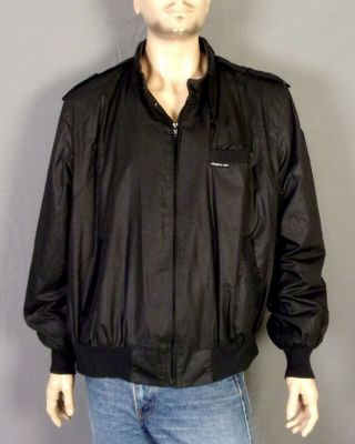 Vtg 80s Members Only Classic Solid Black Iconic Cafe Racer Biker Jacket Rare 2x