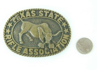 Solid Brass Texas State Rifle Association Belt Buckle Norman Company Vintage Nra
