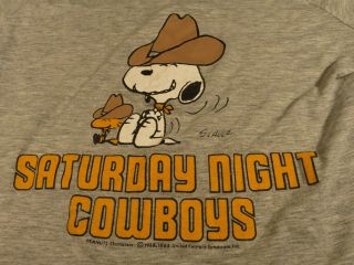 1960 ' s Vintage Snoopy Woodstock Peanuts T Shirt XL Medium Large Cowboys 1965 2