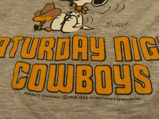 1960 ' s Vintage Snoopy Woodstock Peanuts T Shirt XL Medium Large Cowboys 1965 3