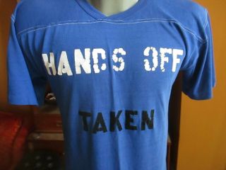 Large True Vtg 70s Southern Athletic Thin Blue One Off Trash Graphic T - Shirt