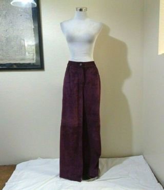Vintage Valentino Purple Suede Leather 5 Pocket Style Casual Pants Sz 8
