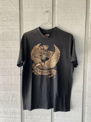 1991 3d Emblem/harley Davidson “live To Ride,  Ride To Live” Crest Shirt