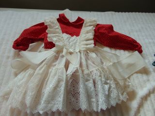 Vintage Mini World Inc Heart Print Dress With Detachable Apron 4t