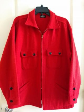 Vintage 40s King Kole Red Zip Front Mens Lg Wool Hunting Shirt/jacket
