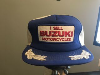 Vintage Suzuki Motorcycles Trucker Hat Mesh Patch