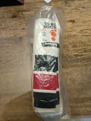 Vintage 80 Cotton 20 Nylon Twin City Adult Over The Calf Tube Socks 9 - 14 Usa