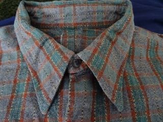 Vtg French 50s 60s Checked Cotton Smock Overhead Worker Chore Shirt