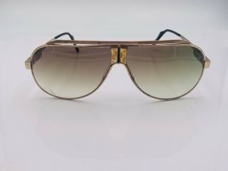 Vintage Safilo Sp132 Triathlon Gold Metal Aviator Sunglasses Italy